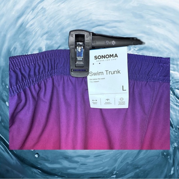 NWT SONOMA Men’s  Swim Trunk Gradient Purple and Pink Men's Swim Shorts - Picture 3 of 3